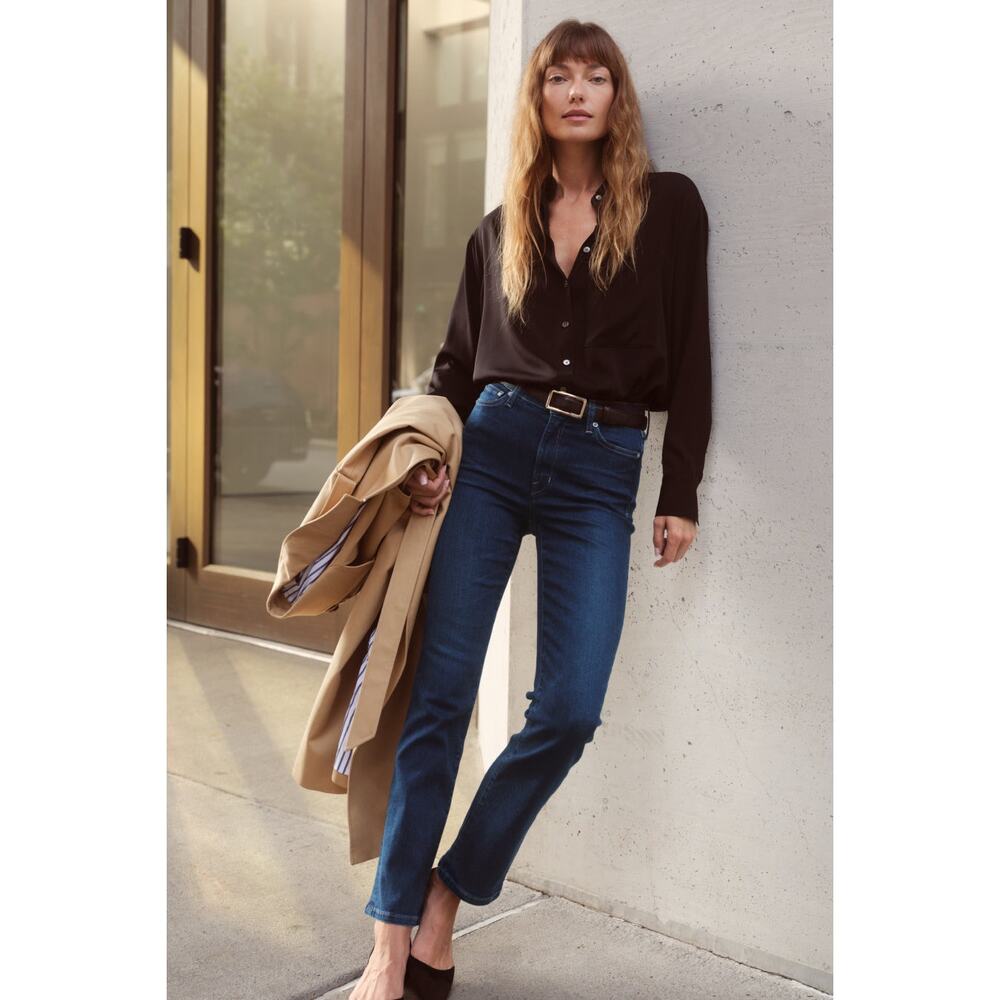 AYR The Pop Straight Leg Jeans Tall 30L Blue Dark Wash USA - Picture 3 of 14